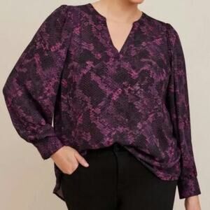 NWT Torrid Snakeskin Print Harper Georgette Pullover Long Puff Sleeve Blouse